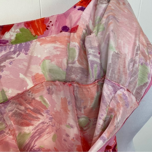 Vintage 60s 70s Pink Floral Empire Waist Maxi Dress Hostess 19.5” PTP, 15.5” W - Picture 11 of 16